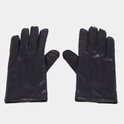 Dunhill Navy Blue Lambskin and Cashmere Gloves Size 8.5