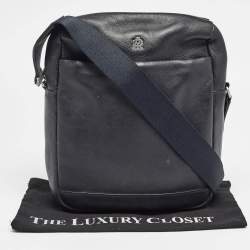 Dunhill Black Leather Zip Messenger Bag