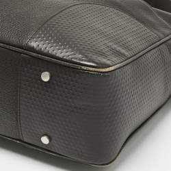 Pre Owned Dunhill Cacao Leather Double Gusset Briefcase