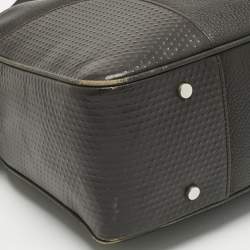 Pre Owned Dunhill Cacao Leather Double Gusset Briefcase