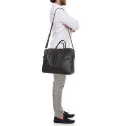 Pre Owned Dunhill Cacao Leather Double Gusset Briefcase