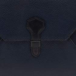 Pre Owned Dunhill Navy Blue Leather Boston Small Envelope Pouch