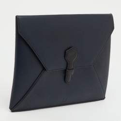 Pre Owned Dunhill Navy Blue Leather Boston Small Envelope Pouch