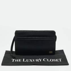 Pre Owned Dunhill Black Leather Zip Wristlet Pouch