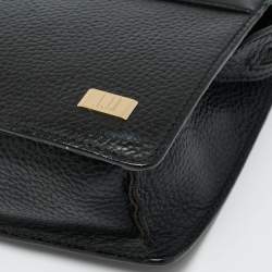 Pre Owned Dunhill Black Leather Zip Wristlet Pouch
