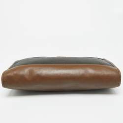 Pre Owned Dunhill Black/Brown Coated Canvas and Leather Document Pouch