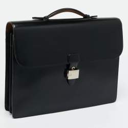 Pre Owned Dunhill Black Glossy Leather Confidential Briefcase