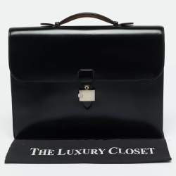 Pre Owned Dunhill Black Glossy Leather Confidential Briefcase
