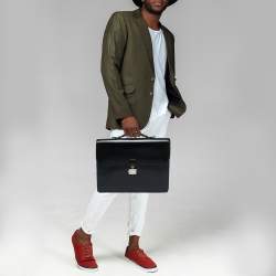 Pre Owned Dunhill Black Glossy Leather Confidential Briefcase