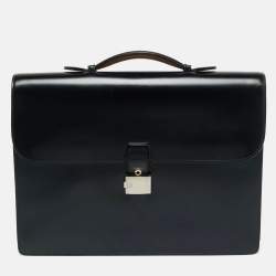 Pre Owned Dunhill Black Glossy Leather Confidential Briefcase