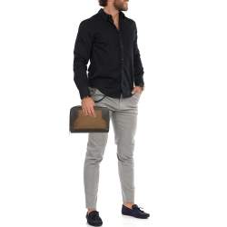 Pre Owned Dunhill Brown Canvas and Leather Logo Zip Pouch