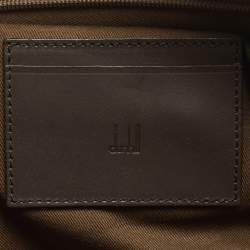 Pre Owned Dunhill Brown Canvas and Leather Logo Zip Pouch