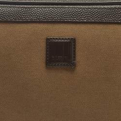 Pre Owned Dunhill Brown Canvas and Leather Logo Zip Pouch