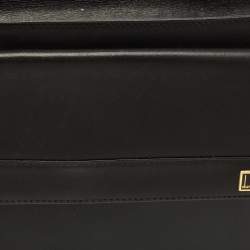 Pre Owned Dunhill Black Wristlet Leather Zip Pouch
