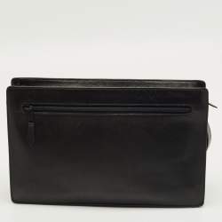 Pre Owned Dunhill Black Wristlet Leather Zip Pouch