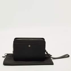 مملوكة مسبقًا Dunhill Black Leather Zip Wristlet Pouch