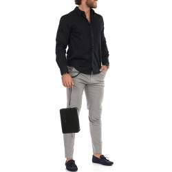 مملوكة مسبقًا Dunhill Black Leather Zip Wristlet Pouch