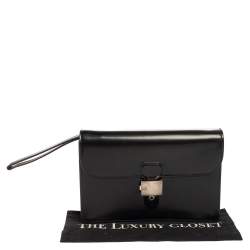 Dunhill Black Leather Wristlet Clutch 