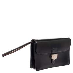 Dunhill Black Leather Wristlet Clutch 