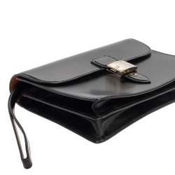 Dunhill Black Leather Wristlet Clutch 