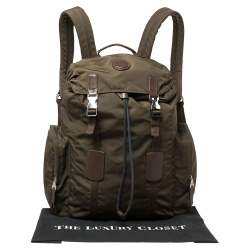 Dunhill Military Green Nylon Large Guardsman Backpack