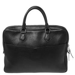 Dunhill Black Leather Zip Briefcase 