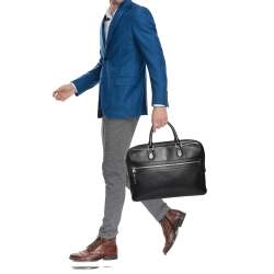 Dunhill Black Leather Zip Briefcase 