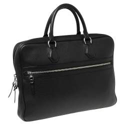 Dunhill Black Leather Zip Briefcase 