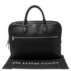 Dunhill Black Leather Zip Briefcase 