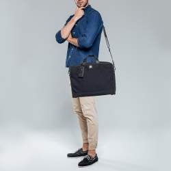 Dunhill Navy Blue Fabric and Leather Trim Briefcase 