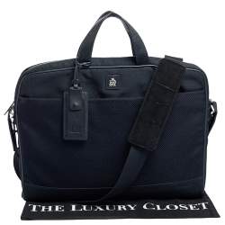 Dunhill Navy Blue Fabric and Leather Trim Briefcase 