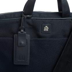 Dunhill Navy Blue Fabric and Leather Trim Briefcase 