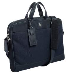 Dunhill Navy Blue Fabric and Leather Trim Briefcase 
