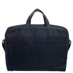 Dunhill Navy Blue Fabric and Leather Trim Briefcase 