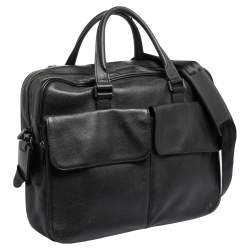 Dunhill Black Leather Laptop Briefcase