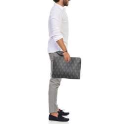 Dunhill Black/Grey Cadogan Leather Top Zip Document Pouch