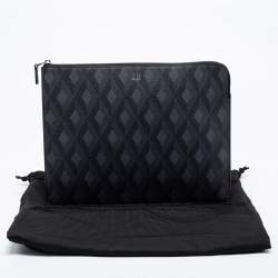 Dunhill Black/Grey Cadogan Leather Top Zip Document Pouch