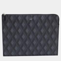 Dunhill Black/Grey Cadogan Leather Top Zip Document Pouch Dunhill