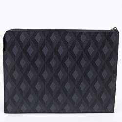 Dunhill Black/Grey Cadogan Leather Top Zip Document Pouch