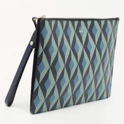 Dunhill Multicolor Cadogan Print Leather Small Zip Folio Clutch