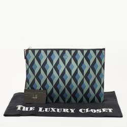 Dunhill Multicolor Cadogan Print Leather Small Zip Folio Clutch