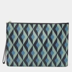 Dunhill Multicolor Cadogan Print Leather Small Zip Folio Clutch