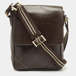 Pre Owned Dunhill Dark Brown Leather Messenger Bag