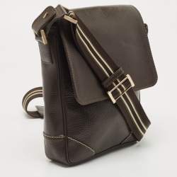 Pre Owned Dunhill Dark Brown Leather Messenger Bag