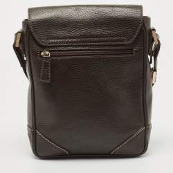 Pre Owned Dunhill Dark Brown Leather Messenger Bag