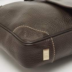 Pre Owned Dunhill Dark Brown Leather Messenger Bag