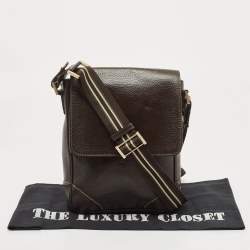 Pre Owned Dunhill Dark Brown Leather Messenger Bag
