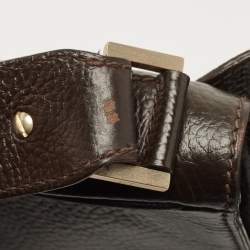 Pre Owned Dunhill Dark Brown Leather Messenger Bag