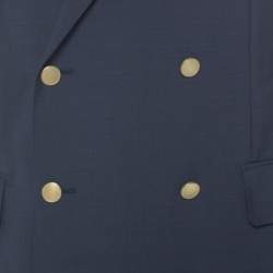 Dunhill Charcoal Grey Wool & Silk Blend Double Breasted Blazer L
