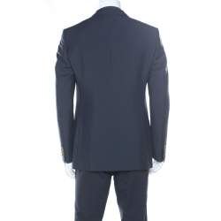 Dunhill Charcoal Grey Wool & Silk Blend Double Breasted Blazer L